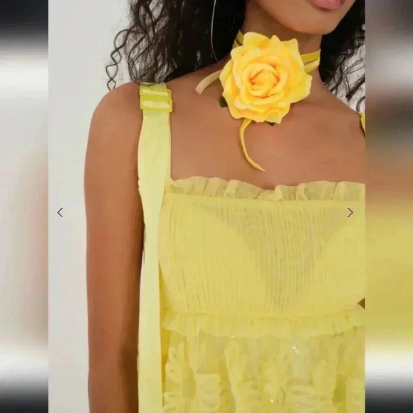 For Love and Lemons x Revolve Emma Dress Maxi Yellow Floral Sheer XL NWT - Picture 3 of 6